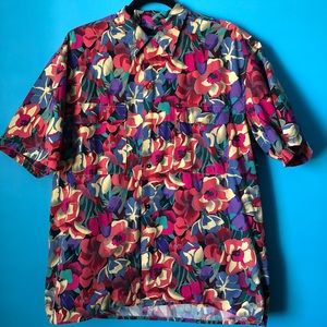 Men’s Floral Print Button-Up, Size XL